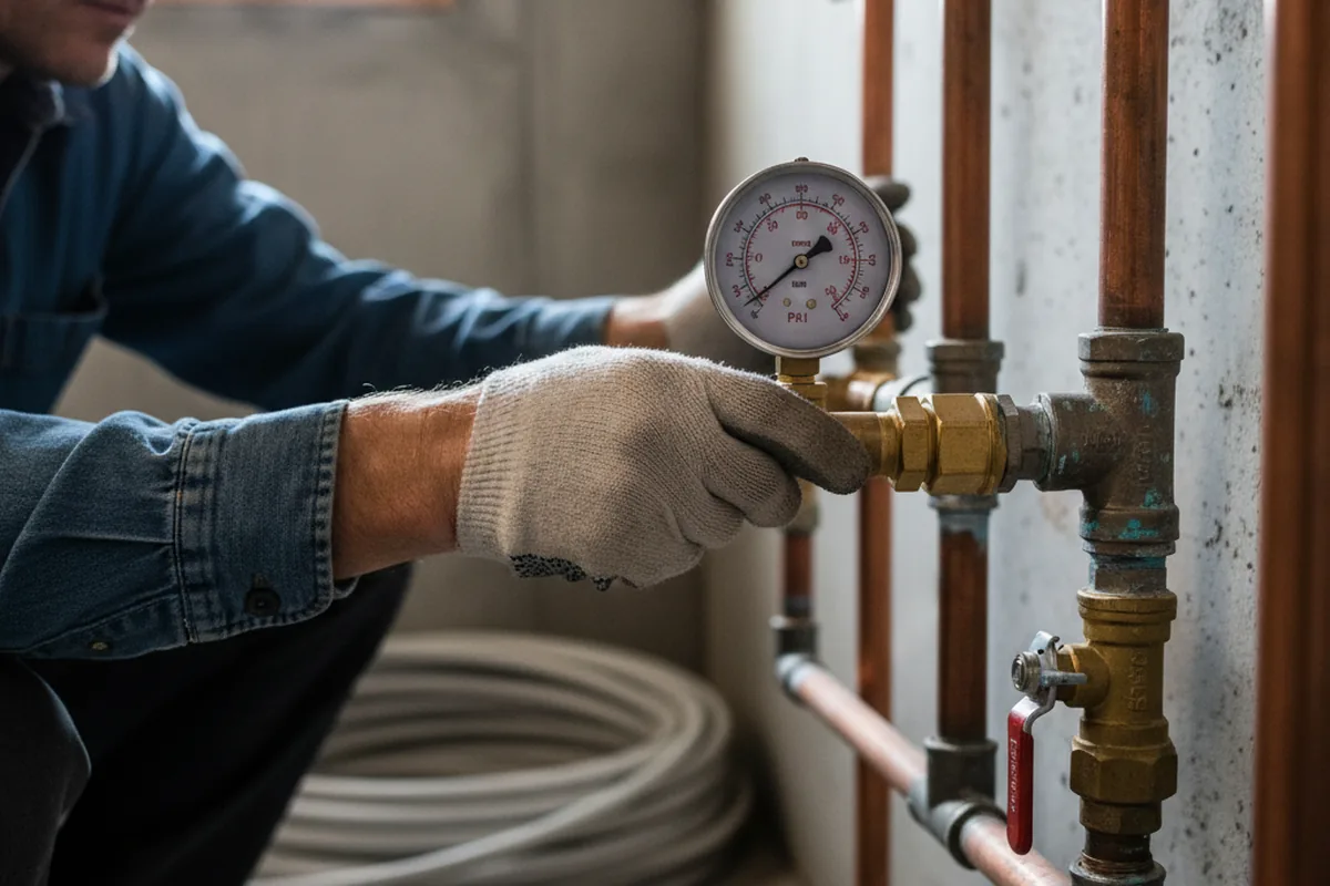 Pressure testing a repaired line during Water Line Repair in Gulf Breeze